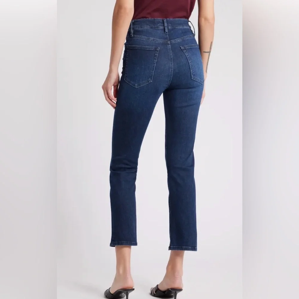 FRAME Women’s Le High Straight Jeans Size 31 Dark Wash Stretch High Rise Ankle - Picture 2 of 12